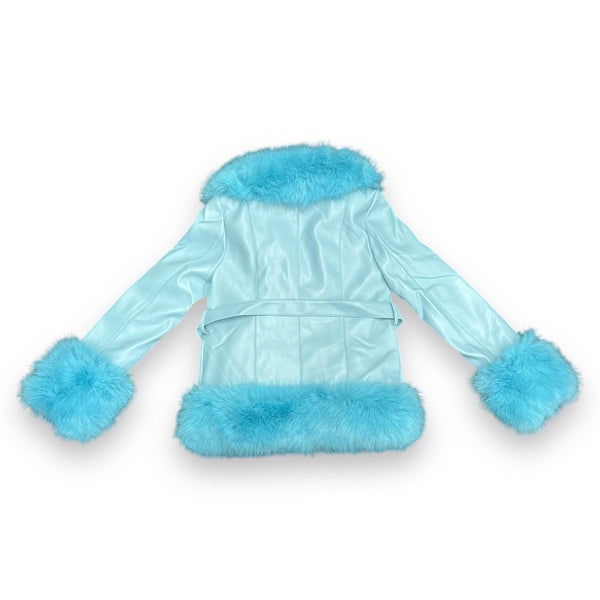 Faux Leather Jacket with Faux Fur Outline