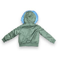 Green Leather Hoodie with Faux Fur