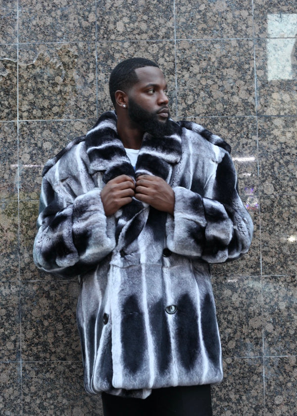 3/4 Rex Rabbit Double Breasted Coat