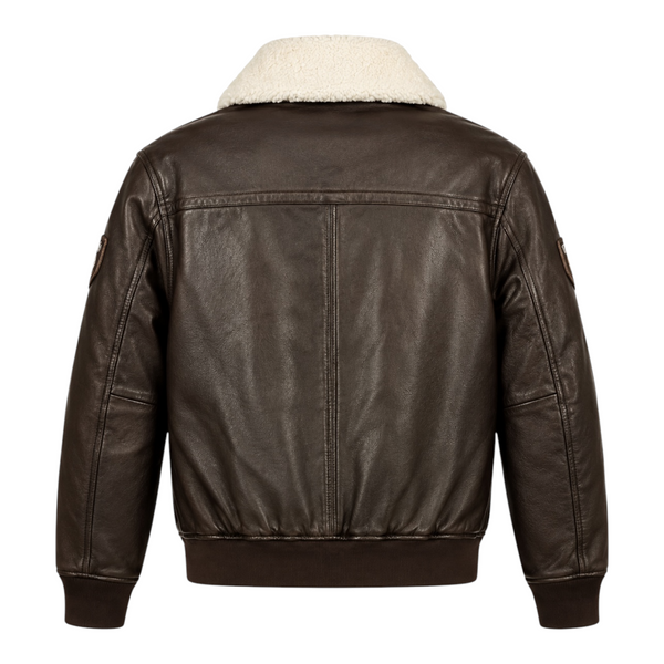 Top Gun® Aviator Luxury Leather Bomber With Removable Mouton Collar