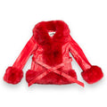 Faux Leather Jacket with Faux Fur Outline