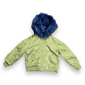 Green Leather Hoodie with Faux Fur