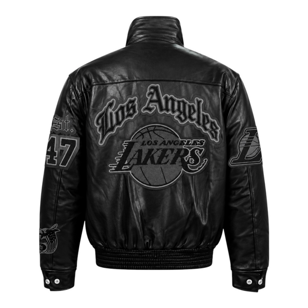 Los Angeles Lakers Puffer Full Leather Jacket Black