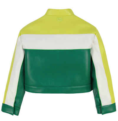 Cropped Colorblock Moto Jacket