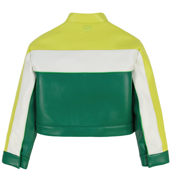 Cropped Colorblock Moto Jacket
