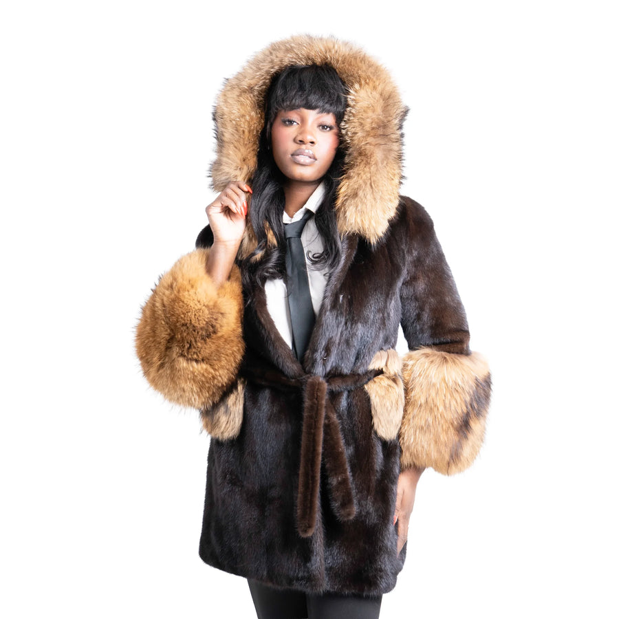 Full Skin Mink with Tanuki Fox Trims