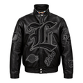 Los Angeles Lakers Puffer Full Leather Jacket Black