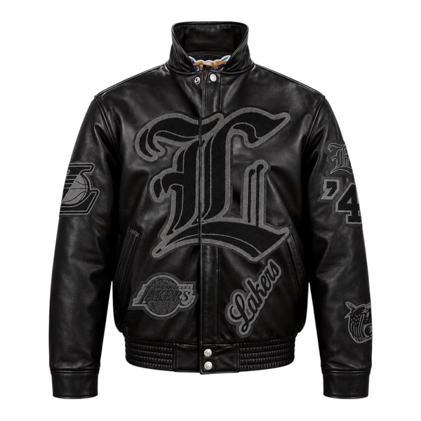 Los Angeles Lakers Puffer Full Leather Jacket Black