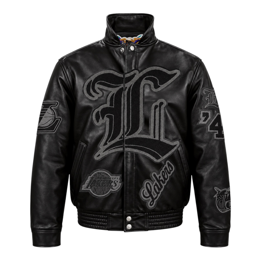 Los Angeles Lakers Puffer Full Leather Jacket Black