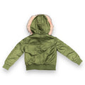 Green Leather Hoodie with Faux Fur