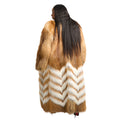 Chevron Red Fox Fur Long Coat