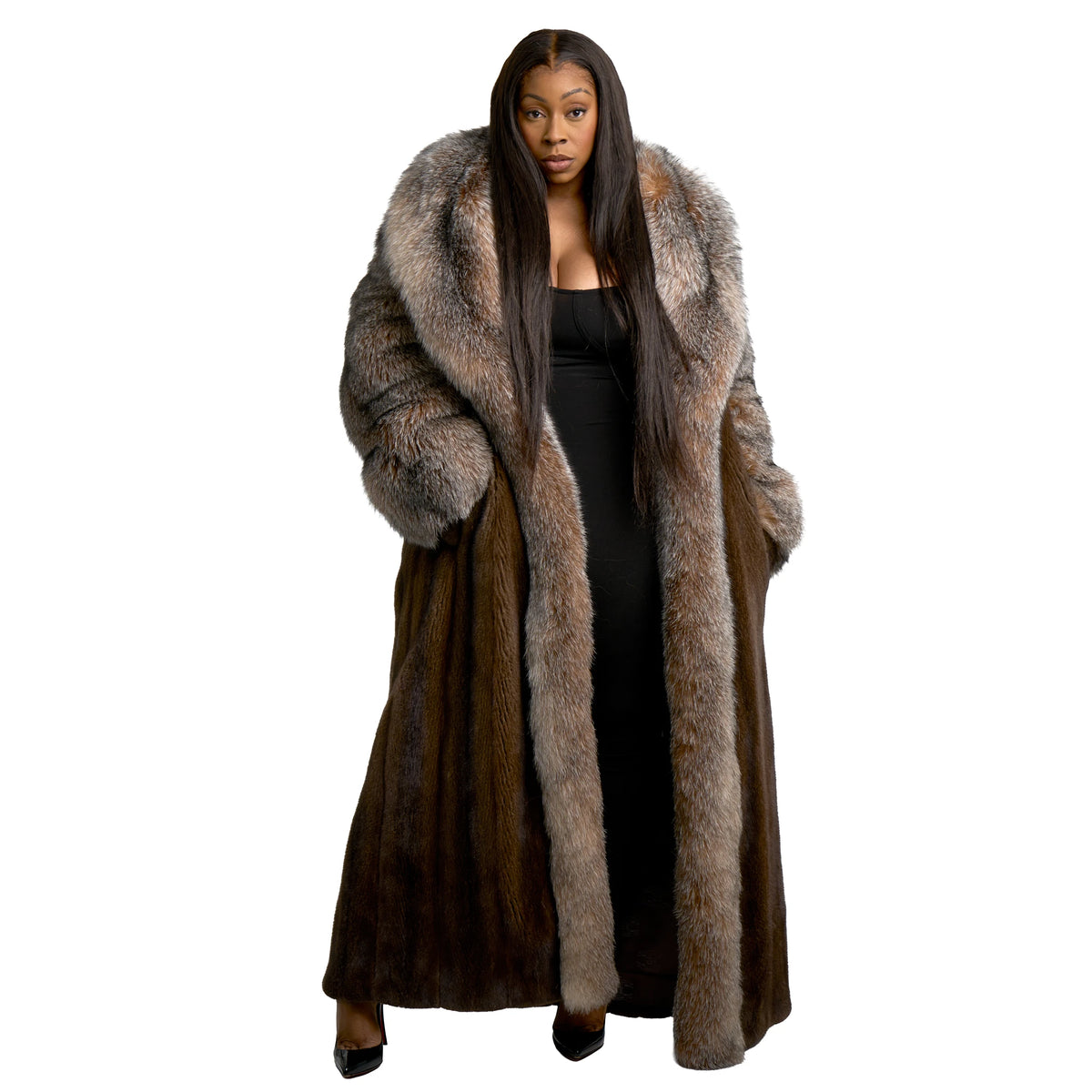 Full Skin Mink Trench Coat with Fox Fur – Daniel's Leather