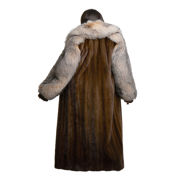 Full Skin Mink Trench Coat with Fox Fur