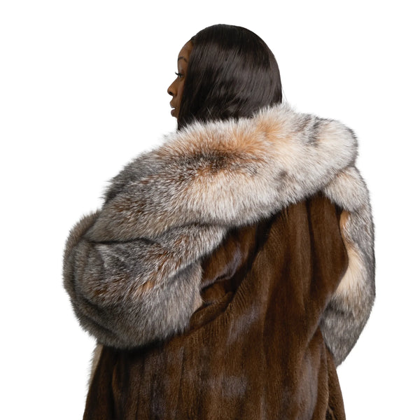 Full Skin Mink Trench Coat with Fox Fur