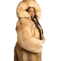 Hooded Fox Fur Trench Jacket
