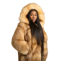Hooded Fox Fur Trench Jacket