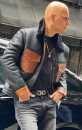 Brown Shearling Denim Style Jacket