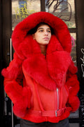 Women's Biker Shearling with Fox Collar
