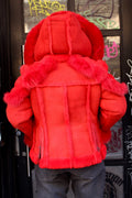 Women's Biker Shearling with Fox Collar