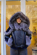 Women's Biker Shearling with Fox Collar