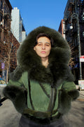 Women's Biker Shearling with Fox Collar