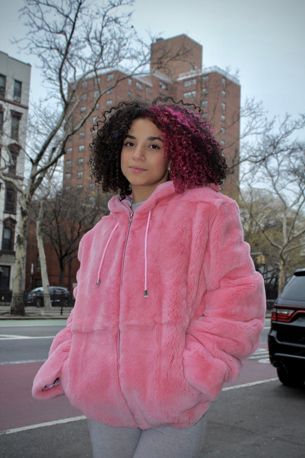 Pink Rabbit Fur Jacket