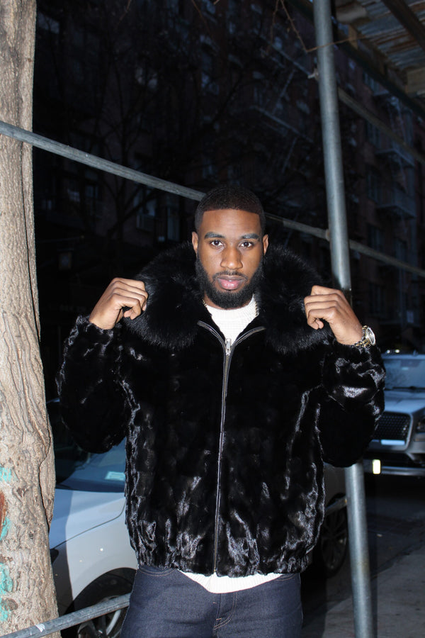 Men's Mink Bomber with Fox Collar