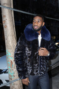 Men's Mink Bomber with Fox Collar