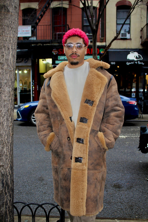 Brown Marble Carcoat Shearling