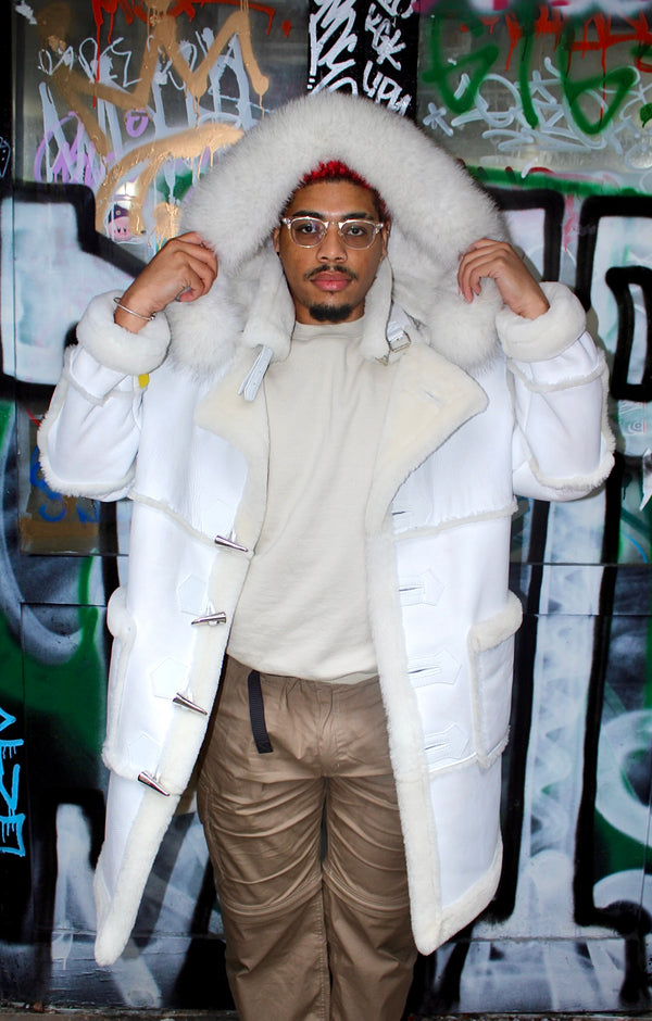 White Shearling with Hood