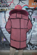 Burgundy Shearling with Burgundy Fox Collar