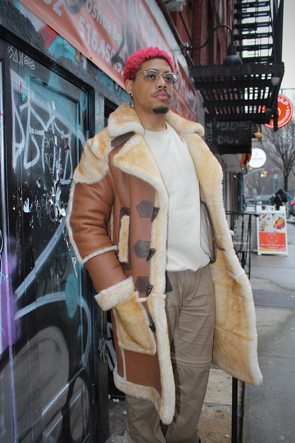 Tan Shearling with Collar and Pockets