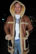 Brown Shearling with Hood and Pockets