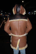 Brown Shearling with Hood and Pockets