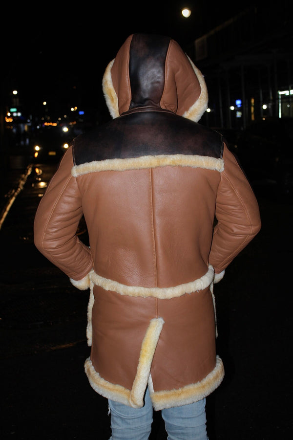 Brown Shearling with Hood and Pockets