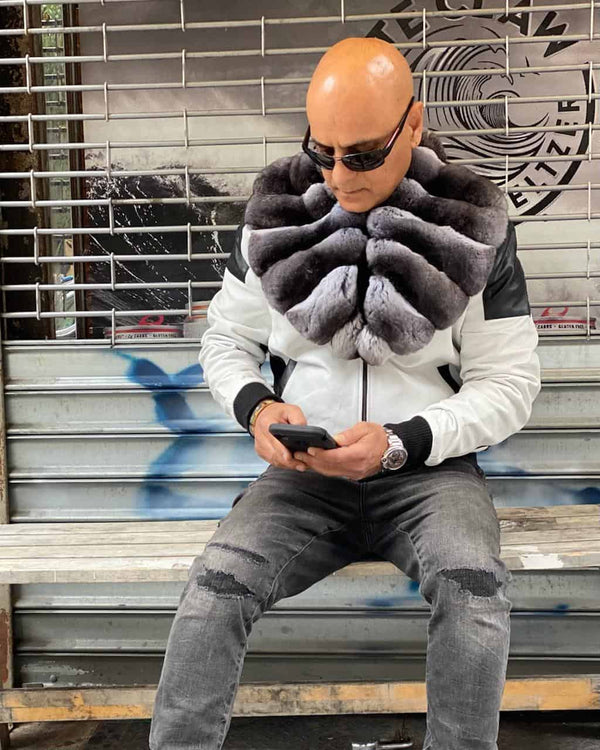 Leather Jacket With Chinchilla Collar