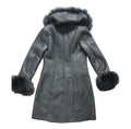 Black Shearling with Black Fox Hood and Cuffs