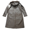 Brown Long Shearling Coat with Hood and Collar
