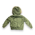 Green Leather Hoodie with Faux Fur