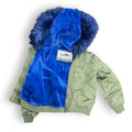 Green Leather Hoodie with Faux Fur