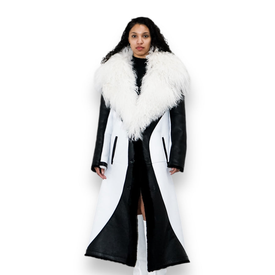 Trench Coat with Mongolian Lamb
