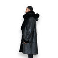 Black Shearling with Hood and Hooks