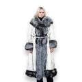 Long Rabbit Coat with Fox Trimming