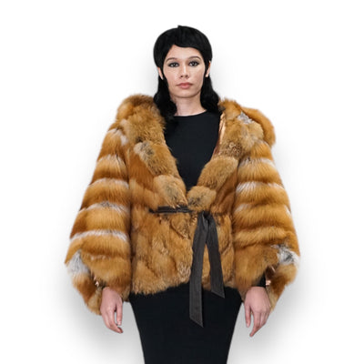 Natural Red Fox Poncho
