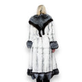 Long Rabbit Coat with Fox Trimming