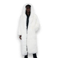 White Fox Trench Coat with Hood