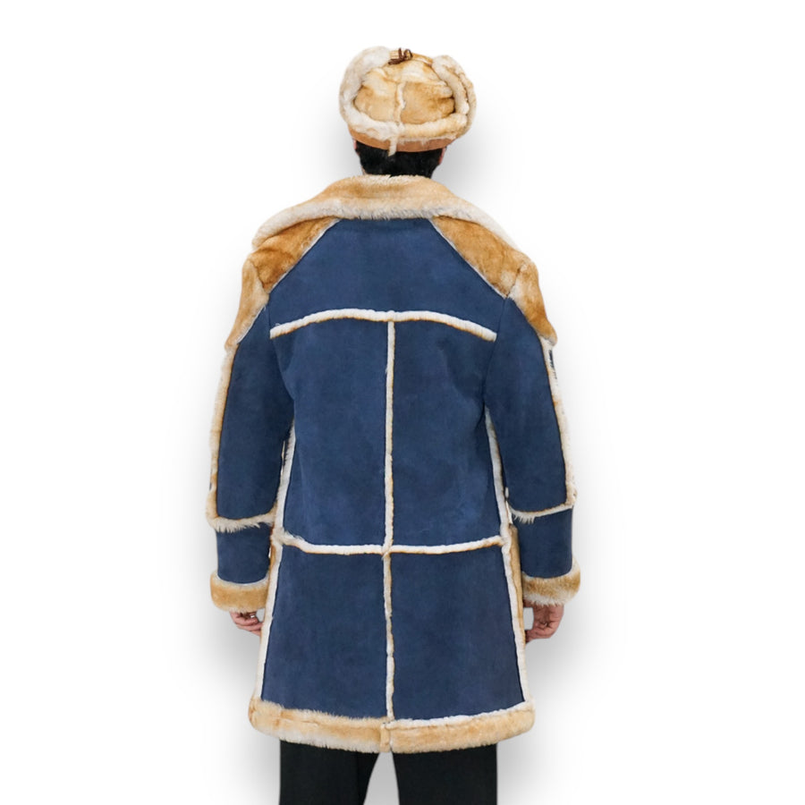 Blue Oversized Shearling with Pockets