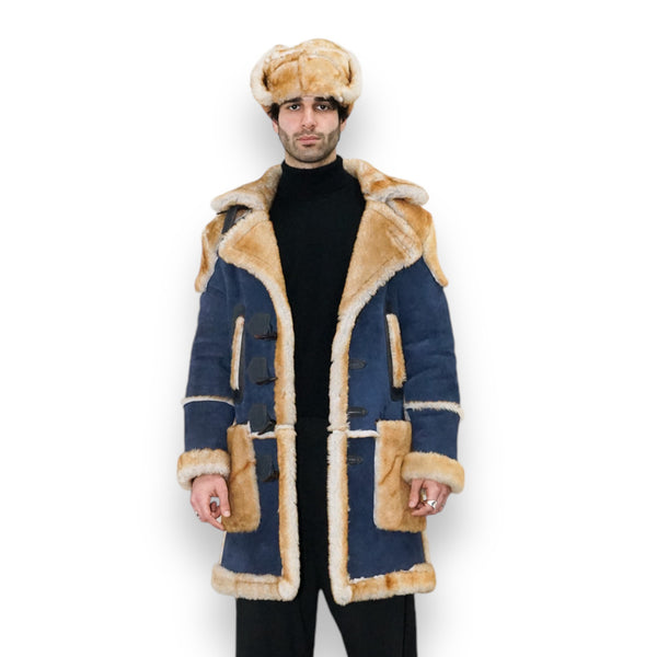 Blue Oversized Shearling with Pockets