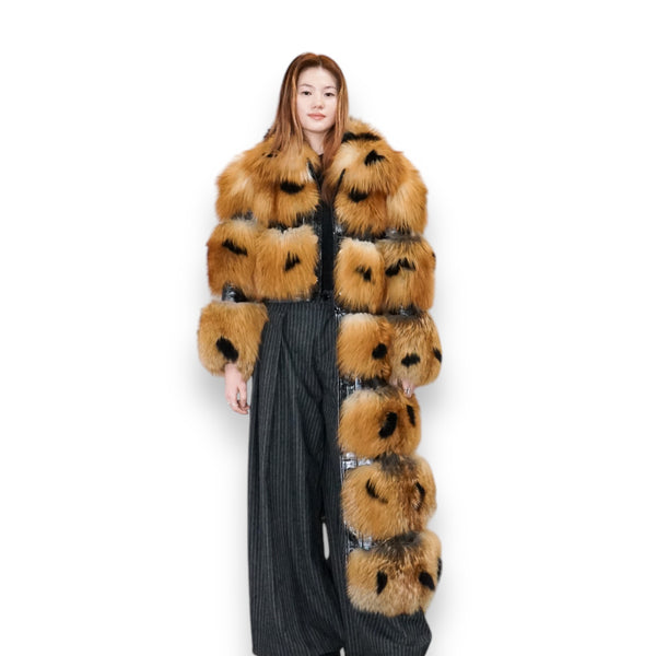 Golden Fox Long Coat with Detachable Bottom