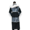 Black and Grey Shearling with White Fox Hood
